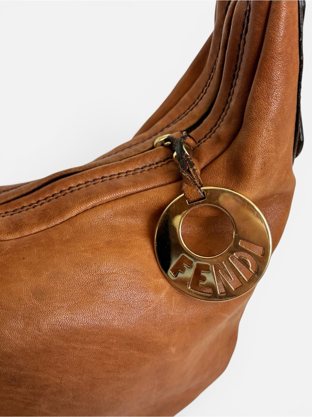 Fendi Tan Leather Shoulder Hobo with Gold Chain Accent - Picture 7 of 11